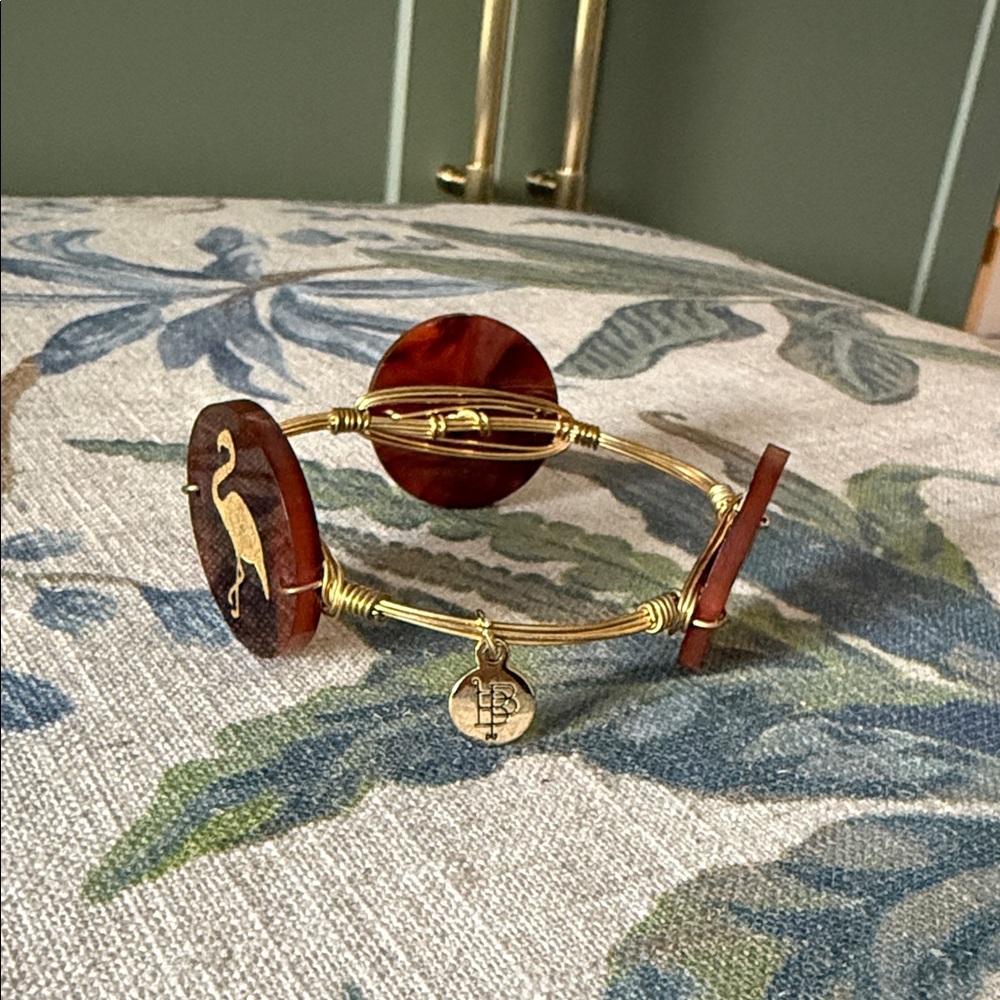 Bourbon & Bow ties Gold Bracelet with Tortoise Flamingo Accents